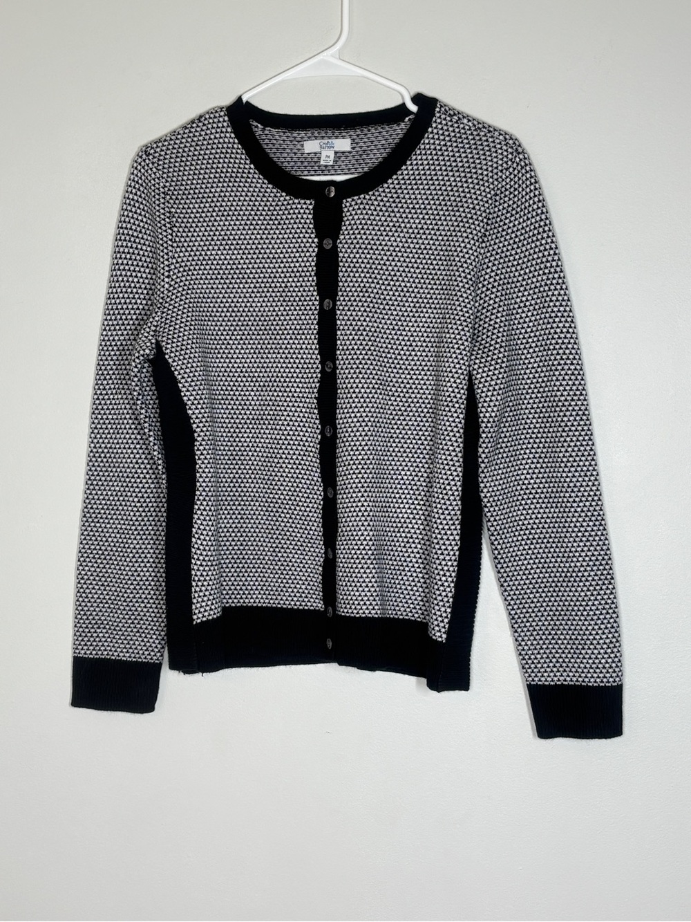 croft & barrow Black and White Button-Front Knit Cardigan